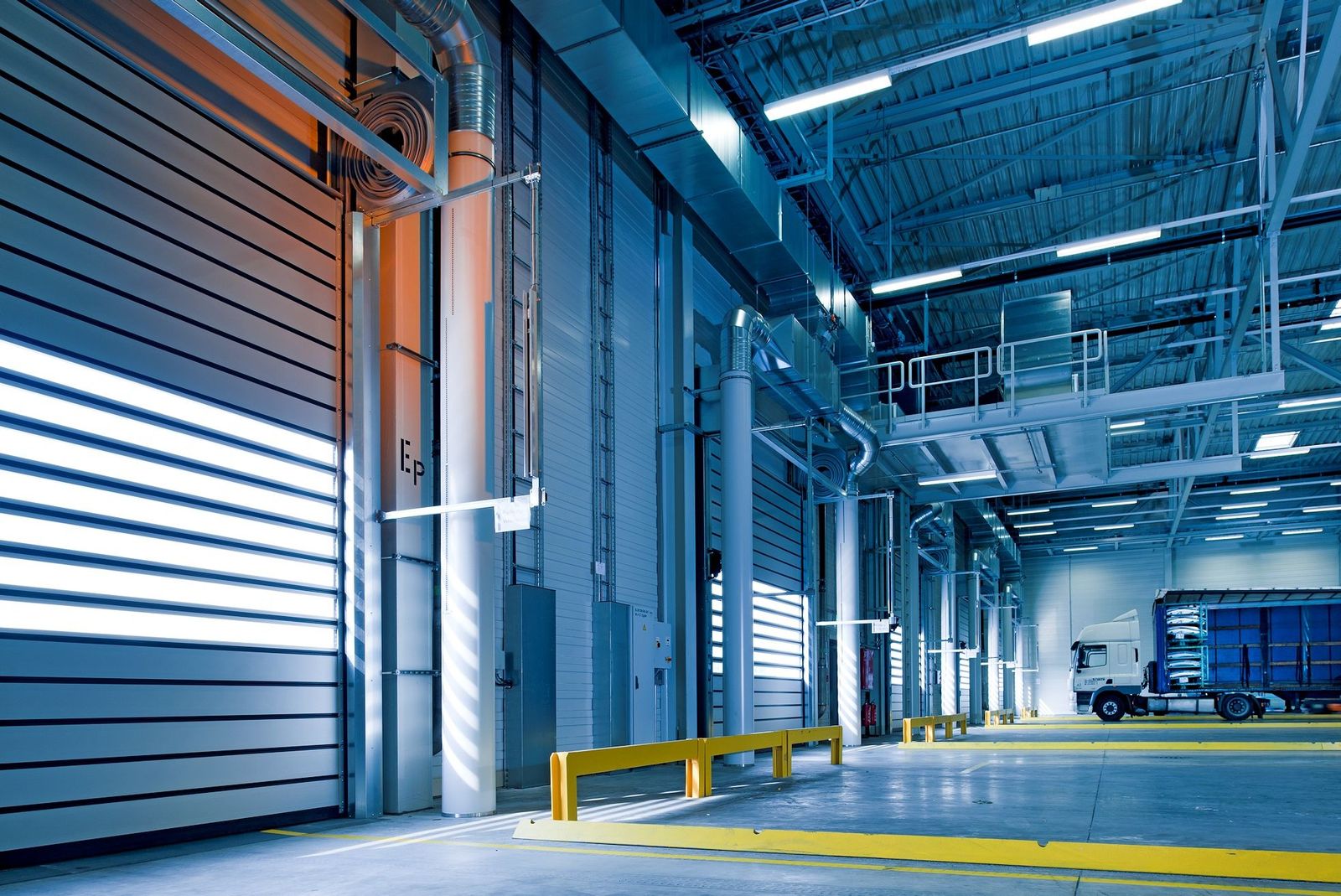 Commercial property interior with safety railings